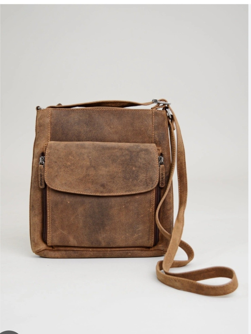 Beautiful Brown Leather Crossbody Bag - Classic